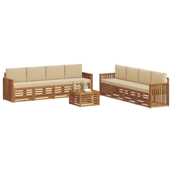Seturi de canapele 9 pcs Natural și Bej Lemn Solid de Acacia - WALTI WALTI