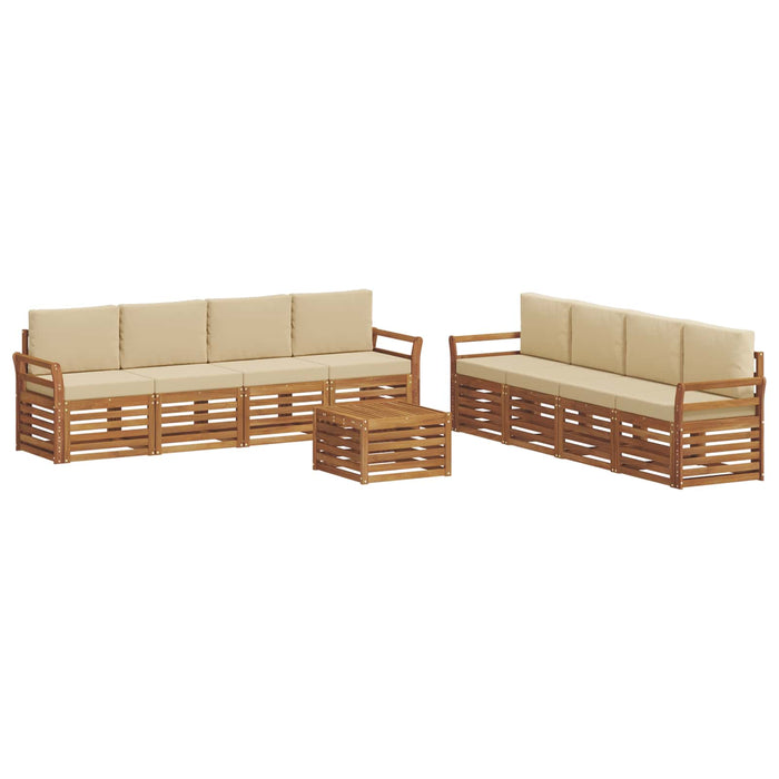 Seturi de canapele 9 pcs Natural și Bej Lemn Solid de Acacia - WALTI WALTI