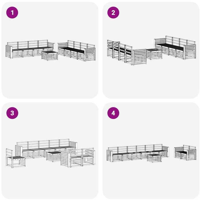Seturi de canapele 9 pcs natural Lemn Solid de Acacia - WALTI WALTI