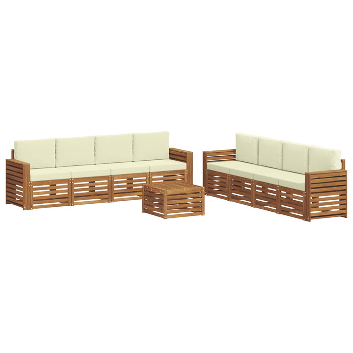 Seturi de canapele 9 pcs Natural și Crem Lemn Solid de Acacia - WALTI WALTI
