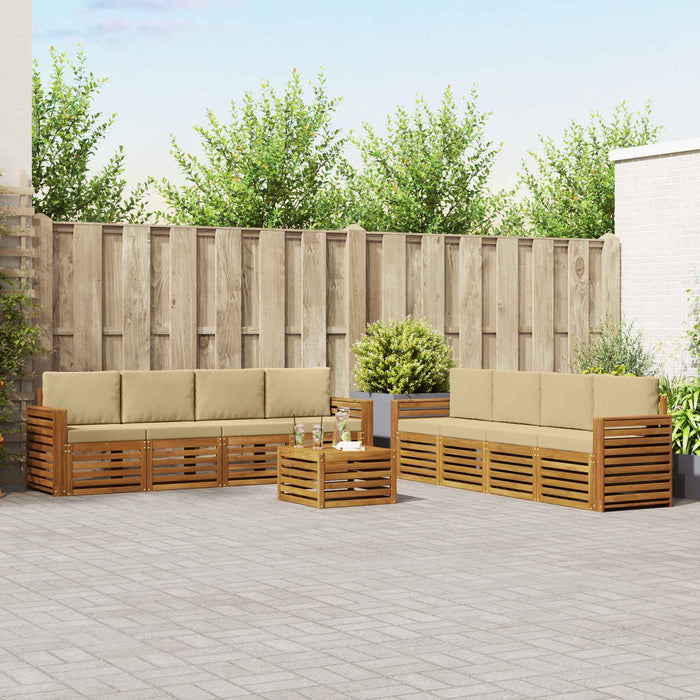 Seturi de canapele 9 pcs Natural și Bej Lemn Solid de Acacia - WALTI WALTI