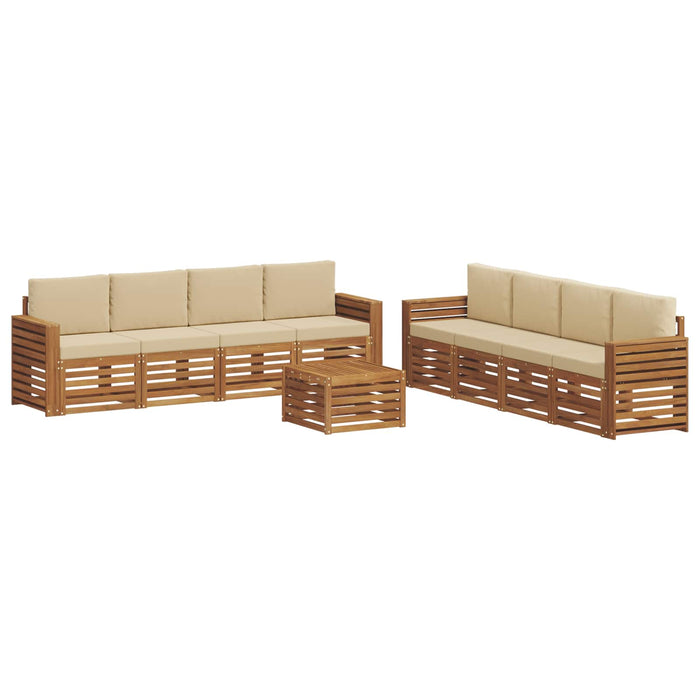 Seturi de canapele 9 pcs Natural și Bej Lemn Solid de Acacia - WALTI WALTI