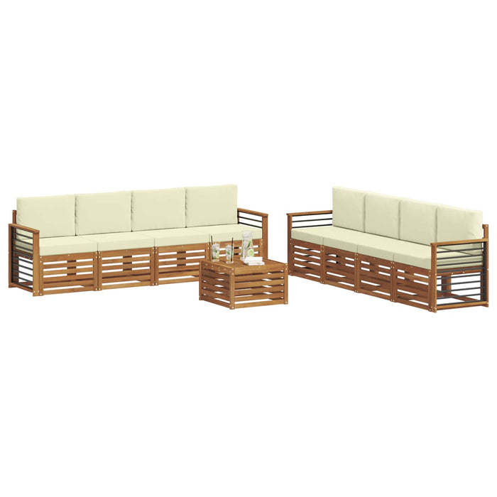 Seturi de canapele 9 pcs Natural și Crem Lemn Solid de Acacia - WALTI WALTI