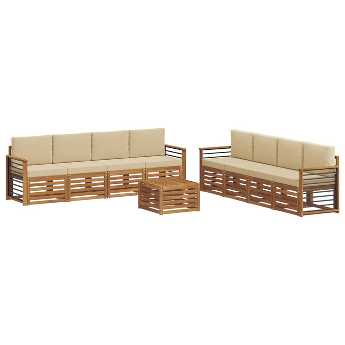 Seturi de canapele 9 pcs Natural și Bej Lemn Solid de Acacia - WALTI WALTI