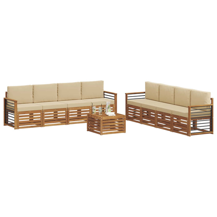 Seturi de canapele 9 pcs Natural și Bej Lemn Solid de Acacia - WALTI WALTI