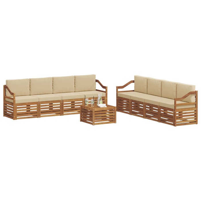 Seturi de canapele 9 pcs Natural și Bej Lemn Solid de Acacia - WALTI WALTI