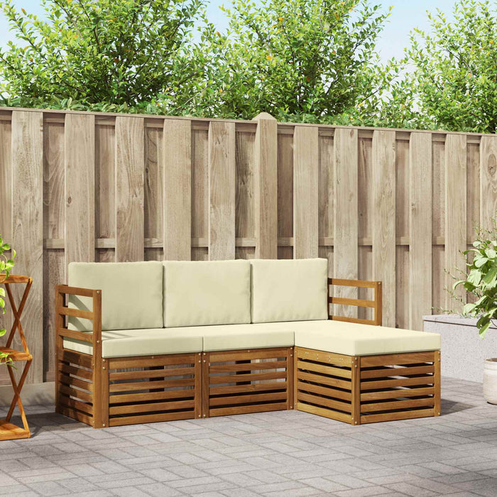 Seturi de canapele 4 pcs Natural și Crem Lemn Solid de Acacia - WALTI WALTI