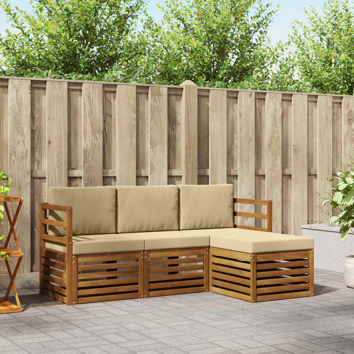 Seturi de canapele 4 pcs Natural și Bej Lemn Solid de Acacia - WALTI WALTI