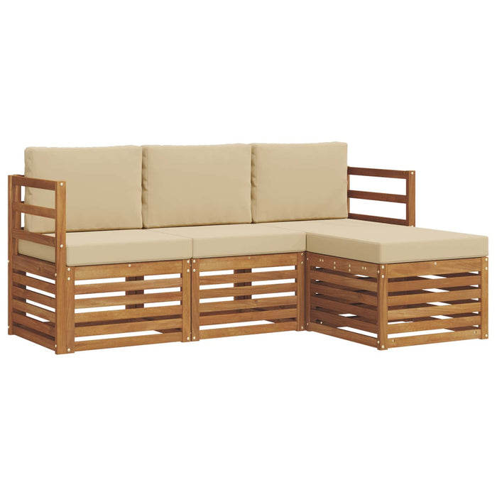 Seturi de canapele 4 pcs Natural și Bej Lemn Solid de Acacia - WALTI WALTI