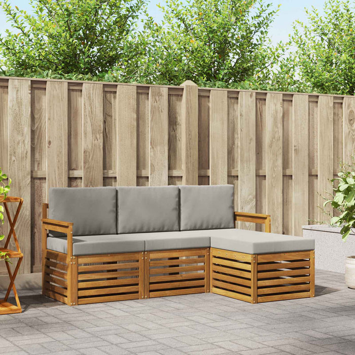 Set de canapele de exterior 4 pcs Gri natural și deschis - WALTI WALTI