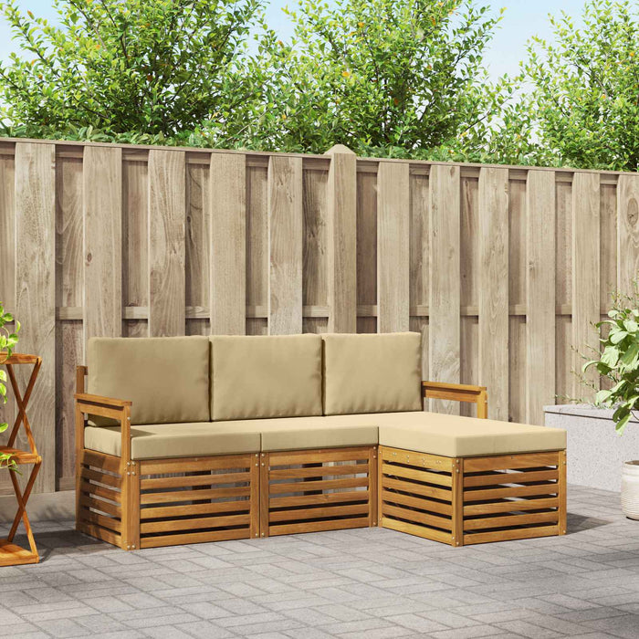 Seturi de canapele 4 pcs Natural și Bej Lemn Solid de Acacia - WALTI WALTI