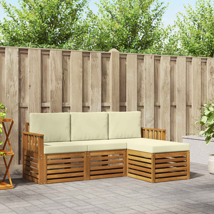 Seturi de canapele 4 pcs Natural și Crem Lemn Solid de Acacia - WALTI WALTI