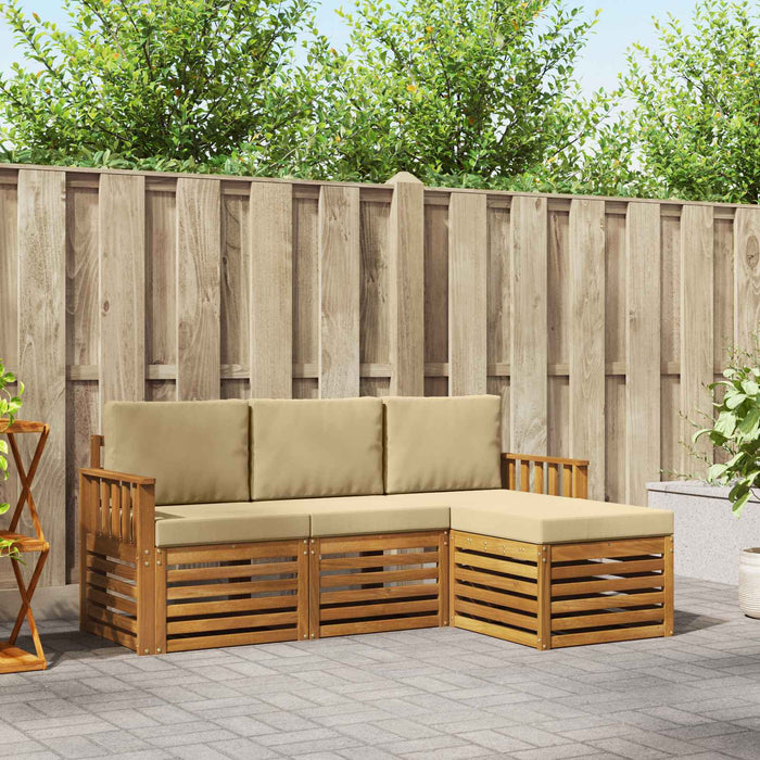 Seturi de canapele 4 pcs Natural și Bej Lemn Solid de Acacia - WALTI WALTI