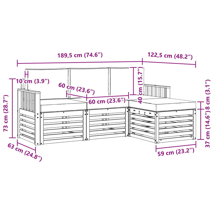 Seturi de canapele 4 pcs Natural și Bej Lemn Solid de Acacia - WALTI WALTI