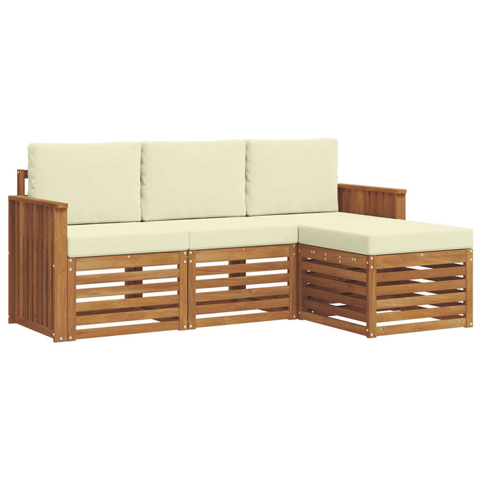 Seturi de canapele 4 pcs Natural și Crem Lemn Solid de Acacia - WALTI WALTI