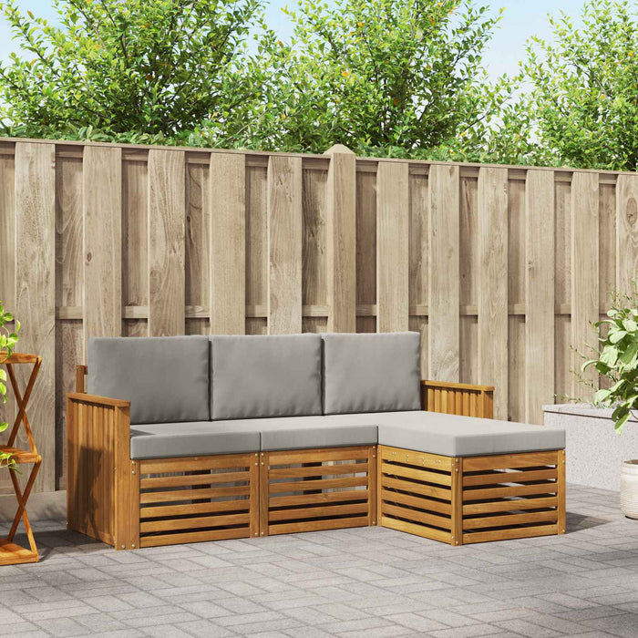 Set de canapele de exterior 4 pcs Gri natural și deschis - WALTI WALTI