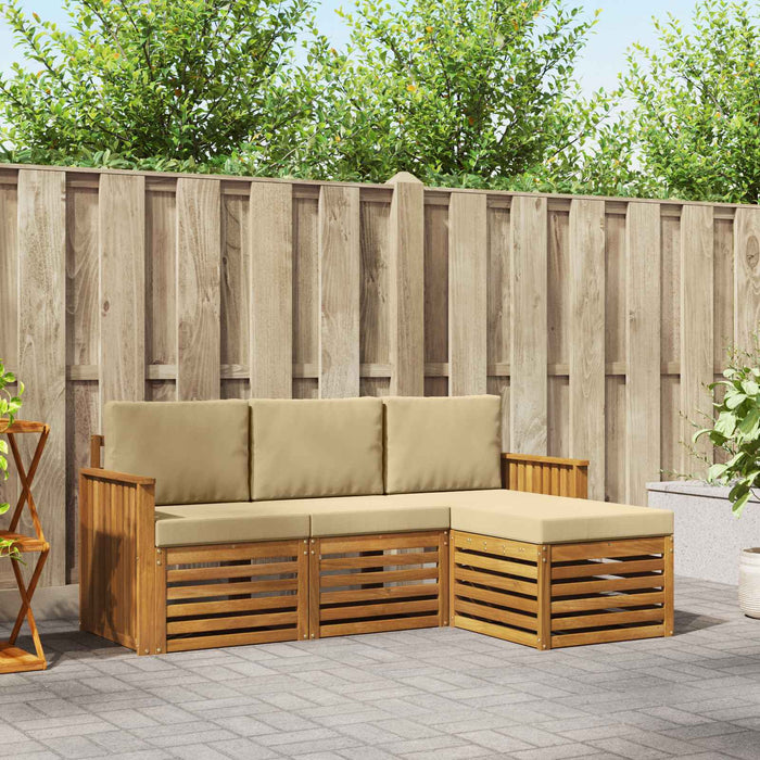 Seturi de canapele 4 pcs Natural și Bej Lemn Solid de Acacia - WALTI WALTI