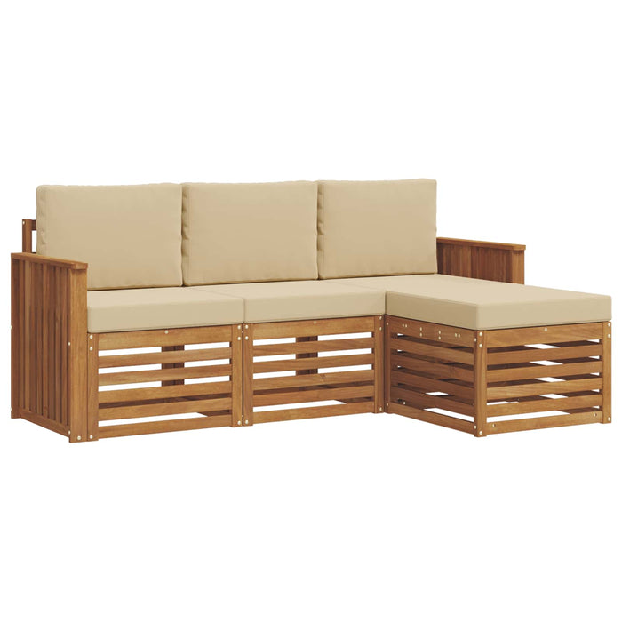 Seturi de canapele 4 pcs Natural și Bej Lemn Solid de Acacia - WALTI WALTI