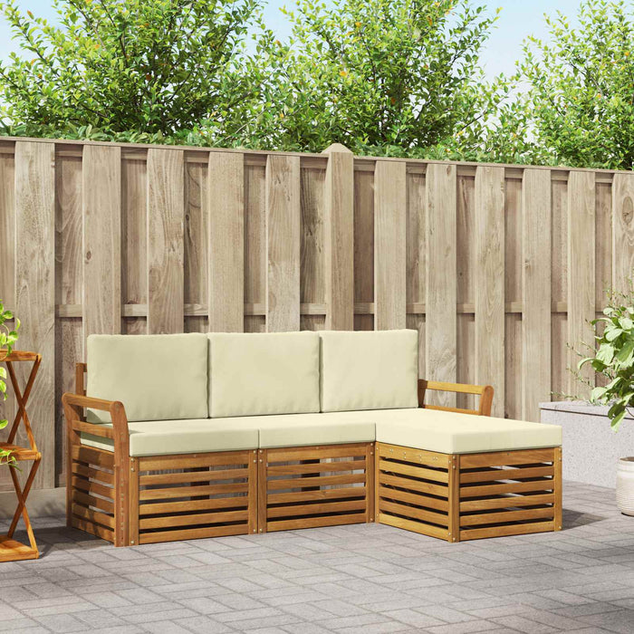 Seturi de canapele 4 pcs Natural și Crem Lemn Solid de Acacia - WALTI WALTI