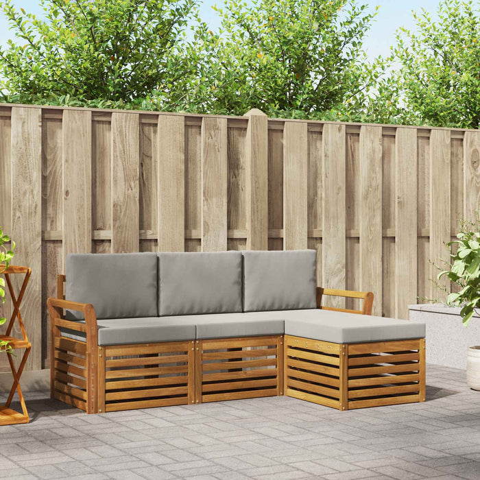 Set de canapele de exterior 4 pcs Gri natural și deschis - WALTI WALTI