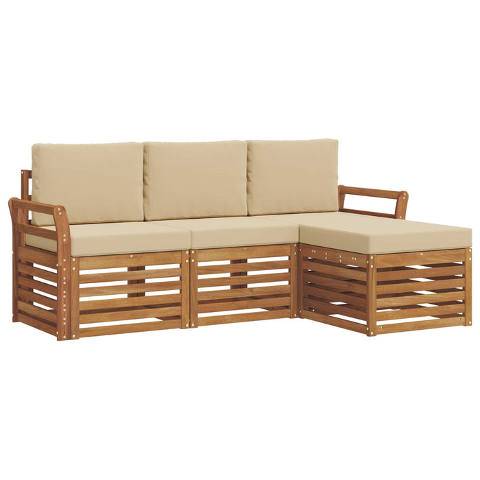 Seturi de canapele 4 pcs Natural și Bej Lemn Solid de Acacia - WALTI WALTI