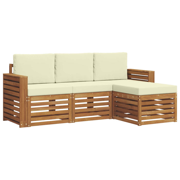 Seturi de canapele 4 pcs Natural și Crem Lemn Solid de Acacia - WALTI WALTI