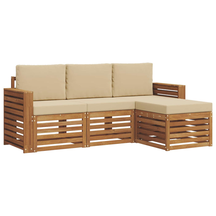 Seturi de canapele 4 pcs Natural și Bej Lemn Solid de Acacia - WALTI WALTI
