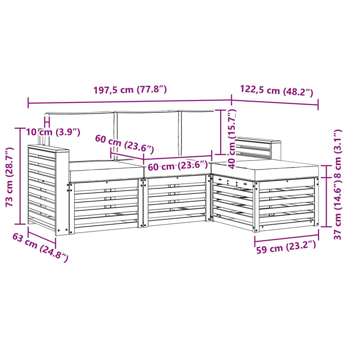 Seturi de canapele 4 pcs Natural și Bej Lemn Solid de Acacia - WALTI WALTI