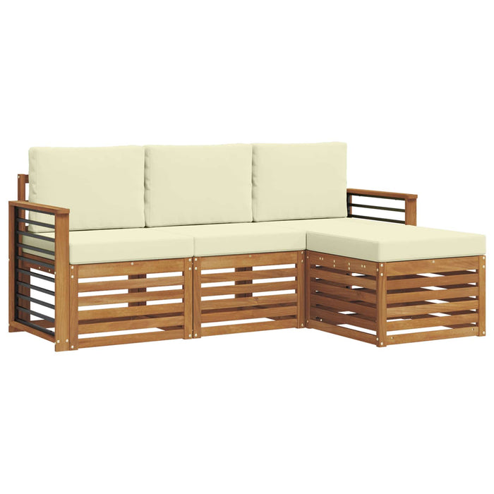 Seturi de canapele 4 pcs Natural și Crem Lemn Solid de Acacia - WALTI WALTI