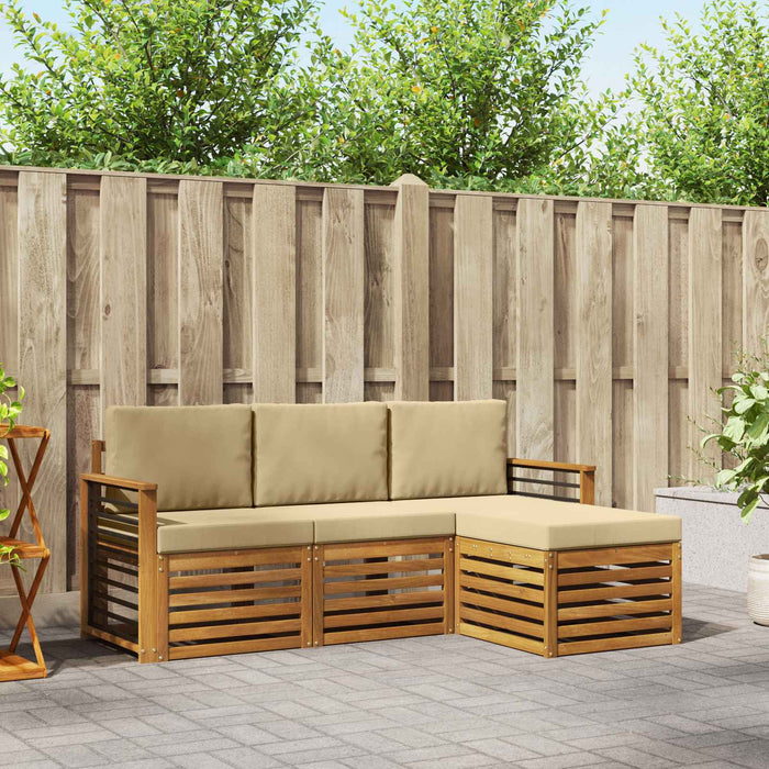 Seturi de canapele 4 pcs Natural și Bej Lemn Solid de Acacia - WALTI WALTI