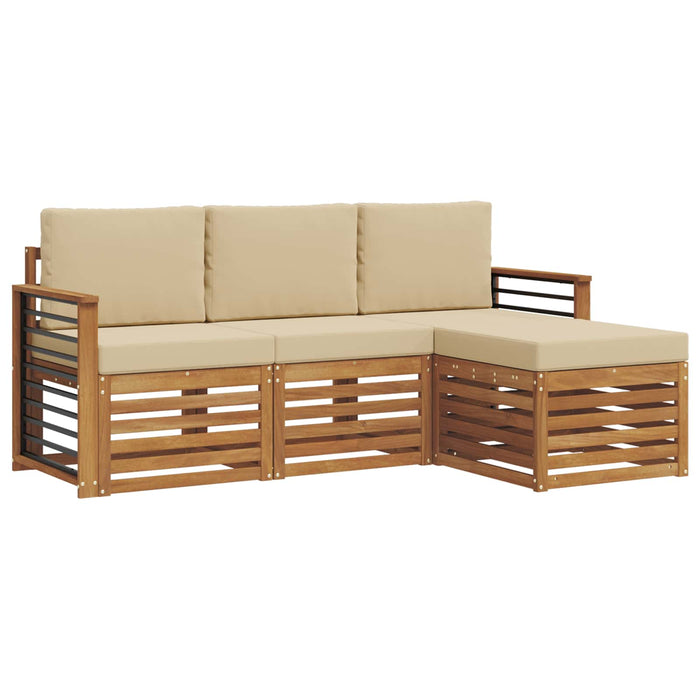 Seturi de canapele 4 pcs Natural și Bej Lemn Solid de Acacia - WALTI WALTI