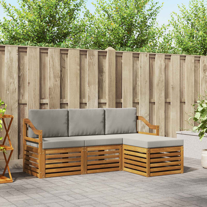 Set de canapele de exterior 4 pcs Gri natural și deschis - WALTI WALTI