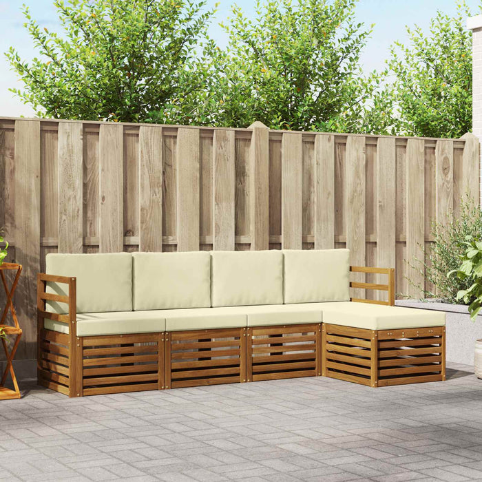 Seturi de canapele 5 pcs Natural și Crem Lemn Solid de Acacia - WALTI WALTI