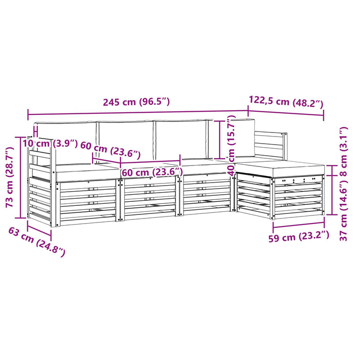 Seturi de canapele 5 pcs Natural și Crem Lemn Solid de Acacia - WALTI WALTI