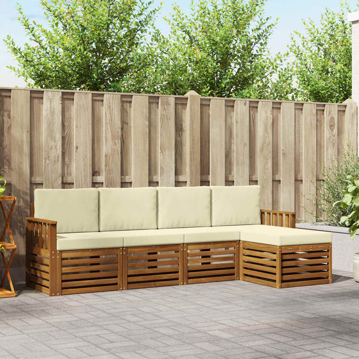 Set de canapele de exterior cu pernă 5 pcs Natural și Crem - WALTI WALTI