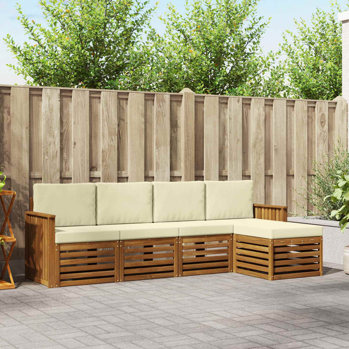 Set de canapele de exterior cu pernă 5 pcs Natural și Crem - WALTI WALTI