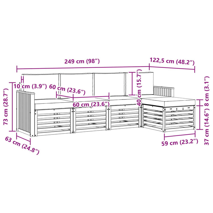 Set de canapele de exterior cu pernă 5 pcs Natural și Crem - WALTI WALTI