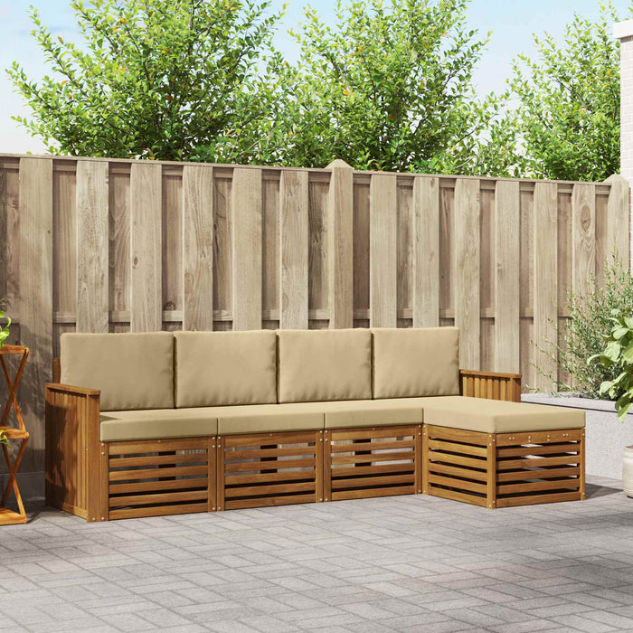 Seturi de canapele 5 pcs Natural și Bej Lemn Solid de Acacia - WALTI WALTI