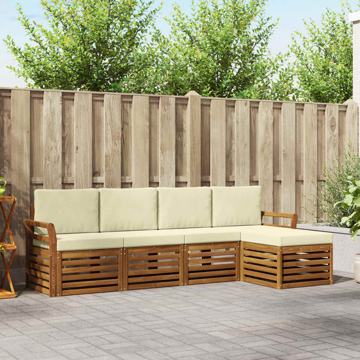 Set de canapele de exterior cu pernă 5 pcs Natural și Crem WALTI