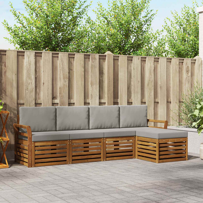 Set de canapele de exterior 5 pcs Gri natural și deschis WALTI