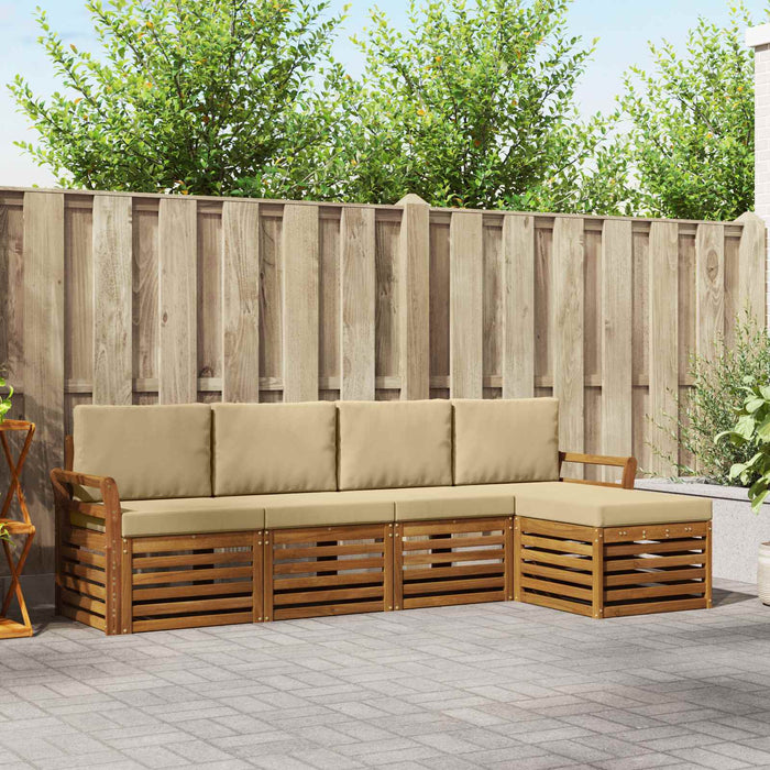 Set de canapele de exterior cu pernă 5 pcs Natural și Bej WALTI