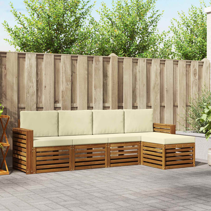 Set de canapele de exterior cu pernă 5 pcs Natural și Crem WALTI
