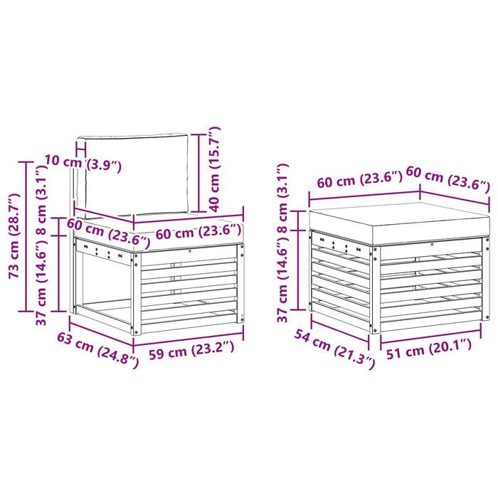 Set de canapele de exterior cu pernă 5 pcs Natural și Crem WALTI