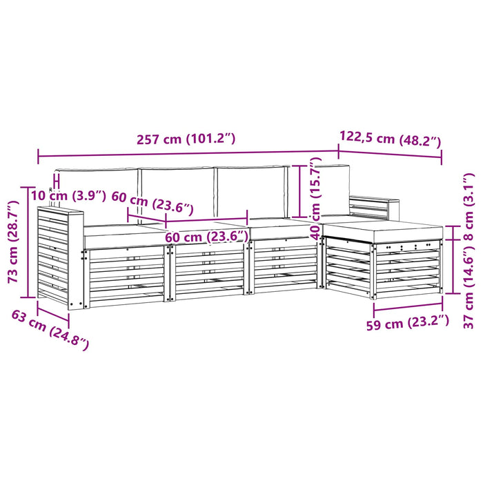 Set de canapele de exterior cu pernă 5 pcs Natural și Bej - WALTI WALTI