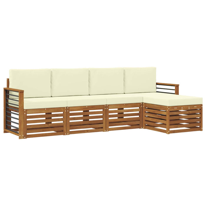 Seturi de canapele 5 pcs Natural și Crem Lemn Solid de Acacia - WALTI WALTI