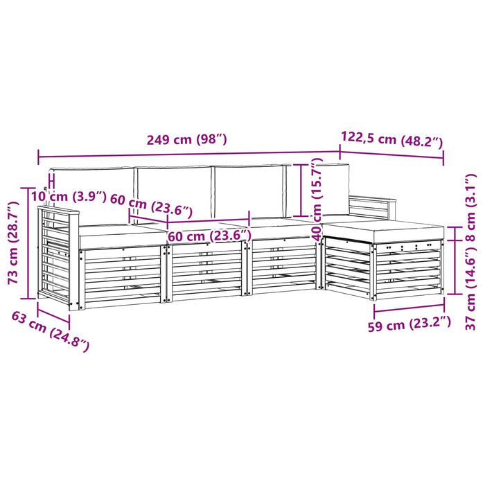 Seturi de canapele 5 pcs Natural și Crem Lemn Solid de Acacia - WALTI WALTI