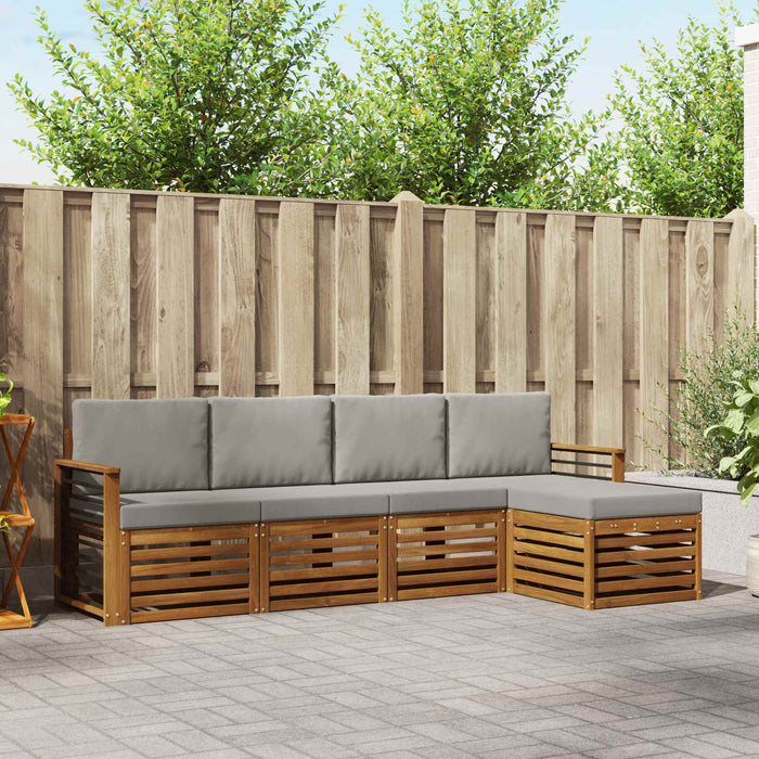 Set de canapele de exterior 5 pcs Gri natural și deschis WALTI