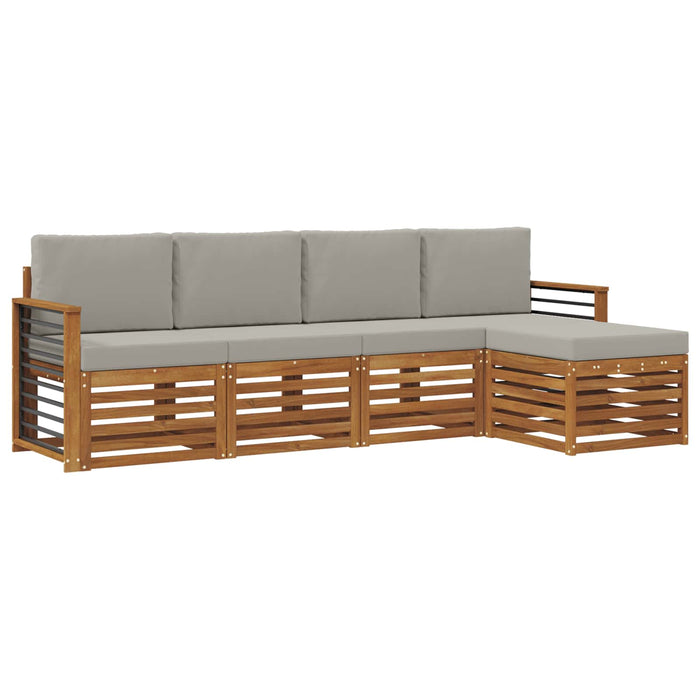 Set de canapele de exterior 5 pcs Gri natural și deschis WALTI