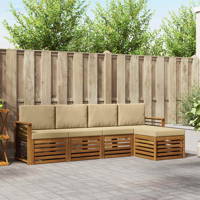 Seturi de canapele 5 pcs Natural și Bej Lemn Solid de Acacia - WALTI WALTI