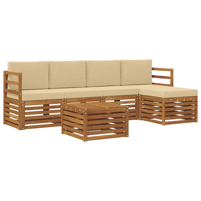 Seturi de canapele 6 pcs Natural și Bej Lemn Solid de Acacia - WALTI WALTI